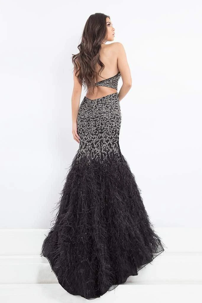 Rachel Allan Prima Donna - 5030 Feather-Fringed Cutout Long Gown Formal Gowns 6 Rachel Allan Prima Donna - 5030 Feather-Fringed Cutout Long Gown Formal Gowns