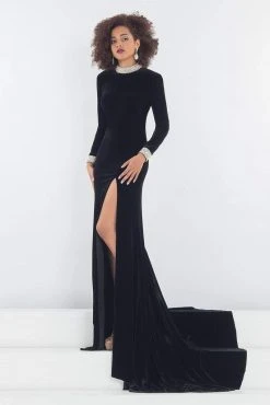 Formal Gowns Rachel Allan Prima Donna - 5031 Long Sleeve Beaded Velvet Gown