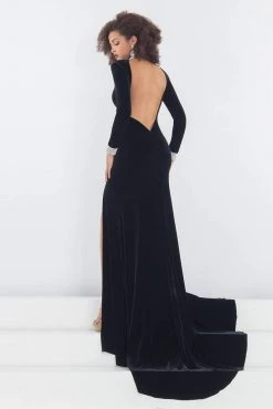 Formal Gowns Rachel Allan Prima Donna - 5031 Long Sleeve Beaded Velvet Gown