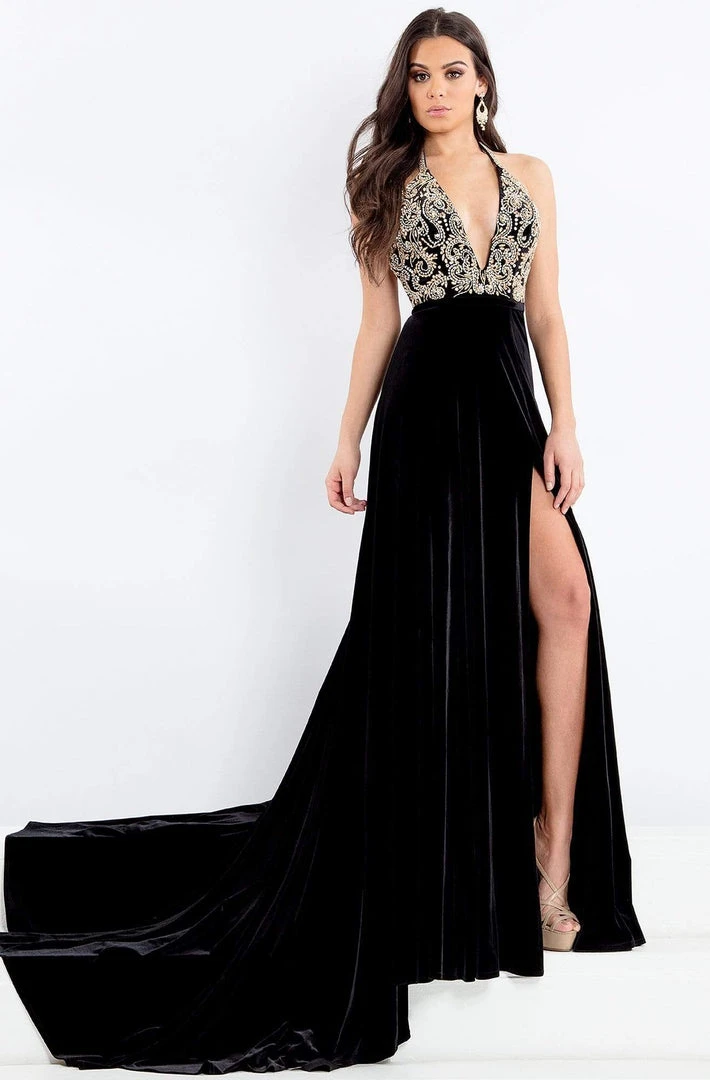 Rachel Allan Prima Donna - 5046 Plunging Halter Gown With Slit 3 Rachel Allan Prima Donna - 5046 Plunging Halter Gown With Slit