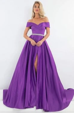 Formal Gowns Rachel Allan Prima Donna - 5047 Off-Shoulder Ballgown With Slit