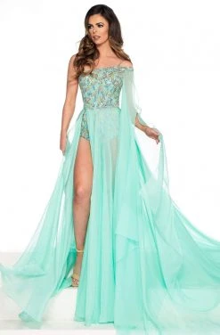 Rachel Allan Primadonna - 5075 Embellished Asymmetric Chiffon Dress Formal Gowns 8 Rachel Allan Primadonna - 5075 Embellished Asymmetric Chiffon Dress Formal Gowns