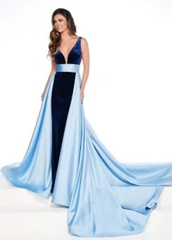 Rachel Allan Primadonna - 5076 Two Tone Deep V-neck Dress