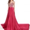 Rachel Allan Primadonna - 5078 Embellished V-neck Satin Dress Formal Gowns