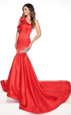 Rachel Allan Primadonna - 5084 Ruffled One Shoulder Satin Mermaid Gown