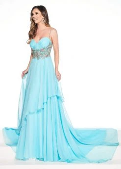 Rachel Allan Primadonna - 5092 Crystal Beaded Layered A-line Dress