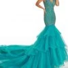 Formal Gowns Rachel Allan Primadonna - 5099 Sexy V-Neck Embellished Mermaid Dress