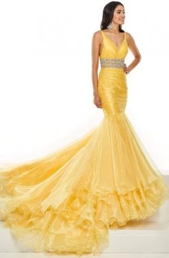 Rachel Allan Primadonna - 5108 V-Neckline Embellished Mermaid Dress Formal Gowns