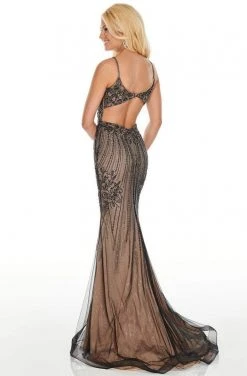 Rachel Allan Prom - 7000 Plunging Bodice Beaded Mermaid Gown