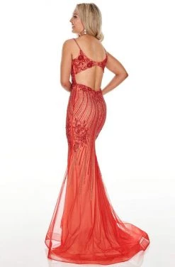 Rachel Allan Prom - 7000 Plunging Bodice Beaded Mermaid Gown