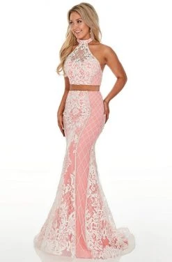 Rachel Allan Prom - 7003 Two Piece High Halter Trumpet Dress Formal Gowns