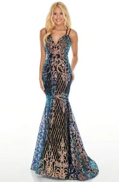Rachel Allan Prom - 7010 Sequined V-Neck Mermaid Gown