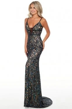 Rachel Allan Prom - 7014 Sexy V-Neck Embellished Sheath Dress