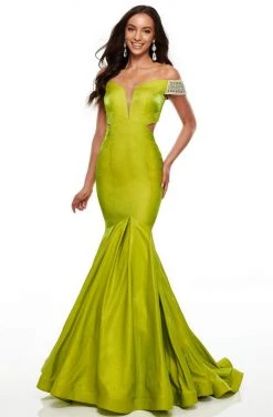 Rachel Allan Prom - 7016 Embellished Deep Off-Shoulder Mermaid Dress