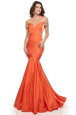 Rachel Allan Prom - 7016 Embellished Deep Off-Shoulder Mermaid Dress 16 Rachel Allan Prom - 7016 Embellished Deep Off-Shoulder Mermaid Dress