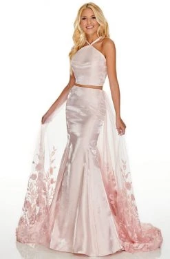 Rachel Allan Prom - 7017 Two Piece Halter Mermaid Dress With Overlay Formal Gowns