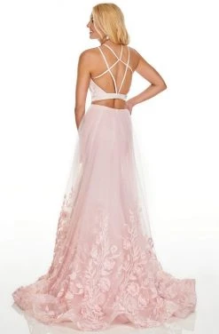 Rachel Allan Prom - 7017 Two Piece Halter Mermaid Dress With Overlay Formal Gowns