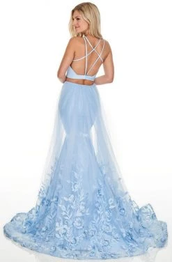 Rachel Allan Prom - 7017 Two Piece Halter Mermaid Dress With Overlay Formal Gowns