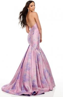 Rachel Allan Prom - 7032 Strapless Metallic Jacquard Trumpet Gown Formal Gowns
