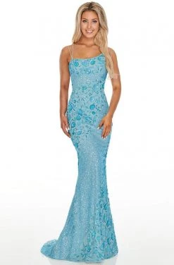 Rachel Allan Prom - 7033 Asymmetrical Bedazzled Sheath Dress Formal Gowns