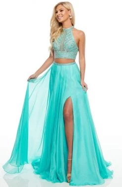 Formal Gowns Rachel Allan Prom - 7034 Two Piece Embellished A-Line Gown