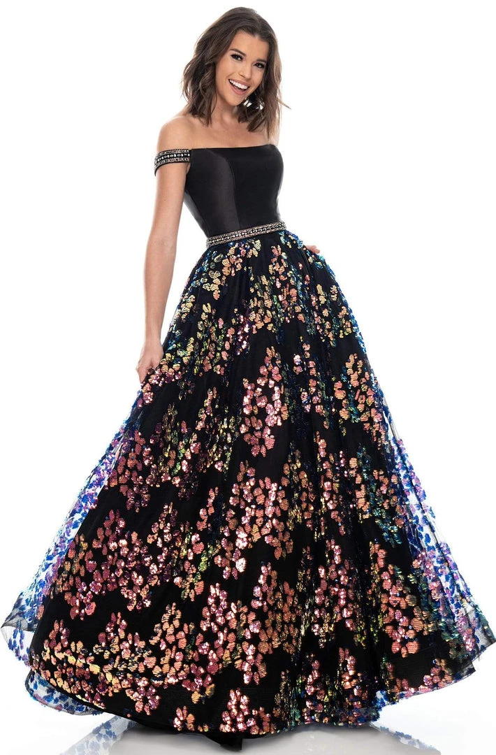 Rachel Allan Prom - 7046 Off Shoulder Bodice Sequined A-Line Gown Formal Gowns 5 Rachel Allan Prom - 7046 Off Shoulder Bodice Sequined A-Line Gown Formal Gowns