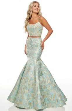 Rachel Allan Prom - 7050 Two Piece Beaded Brocade Mermaid Dress Formal Gowns 8 Rachel Allan Prom - 7050 Two Piece Beaded Brocade Mermaid Dress Formal Gowns