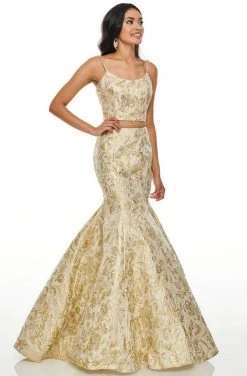 Rachel Allan Prom - 7050 Two Piece Beaded Brocade Mermaid Dress Formal Gowns
