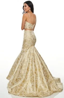 Rachel Allan Prom - 7050 Two Piece Beaded Brocade Mermaid Dress Formal Gowns