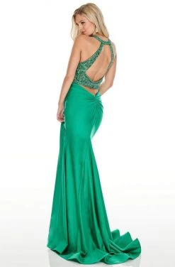 Rachel Allan Prom - 7053 Embellished Halter Dress With Slit Formal Gowns