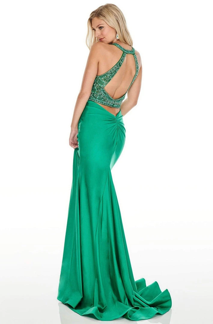 Rachel Allan Prom - 7053 Embellished Halter Dress With Slit Formal Gowns 4 Rachel Allan Prom - 7053 Embellished Halter Dress With Slit Formal Gowns
