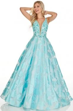 Rachel Allan Prom - 7058 Floral Beaded Organza A-Line Gown