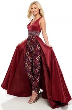 Rachel Allan Prom - 7061 Sexy V-Neck Embellished Bodice A-Line Dress Formal Gowns