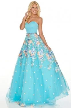 Formal Gowns Rachel Allan Prom - 7063 Strapless Bodice Embroidered A-Line Gown