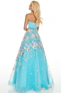 Formal Gowns Rachel Allan Prom - 7063 Strapless Bodice Embroidered A-Line Gown