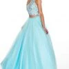 Rachel Allan Prom - 7066 Floral Two Piece High Halter Ballgown