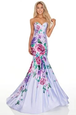 Rachel Allan Prom - 7073 Sweetheart Floral Printed Trumpet Dress
