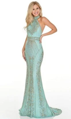 Rachel Allan Prom - 7077 Beaded High Halter Trumpet Dress Formal Gowns