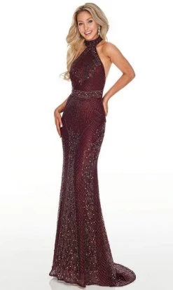 Rachel Allan Prom - 7077 Beaded High Halter Trumpet Dress Formal Gowns
