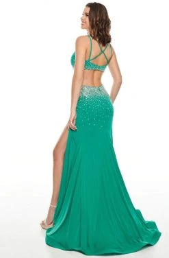 Formal Gowns Rachel Allan Prom - 7081 Beaded V-Neck Jersey Trumpet Dress