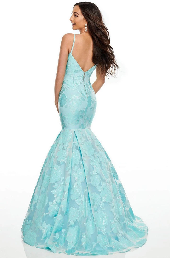 Rachel Allan Prom - 7087 Plunging Organza Jacquard Mermaid Gown 4 Rachel Allan Prom - 7087 Plunging Organza Jacquard Mermaid Gown