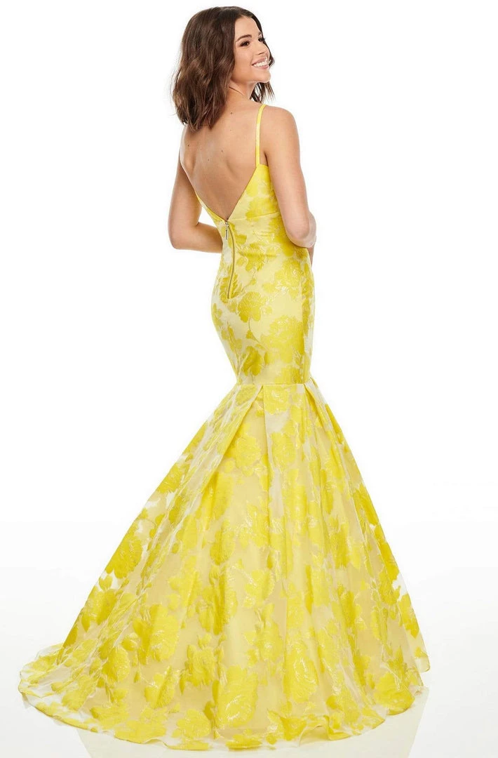 Rachel Allan Prom - 7087 Plunging Organza Jacquard Mermaid Gown 8 Rachel Allan Prom - 7087 Plunging Organza Jacquard Mermaid Gown