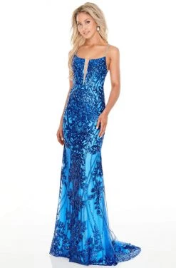 Rachel Allan Prom - 7093 Sequined Deep V-Neck Trumpet Dress 7 Rachel Allan Prom - 7093 Sequined Deep V-Neck Trumpet Dress