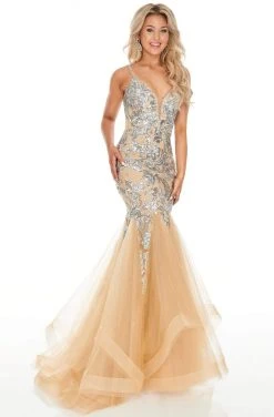 Rachel Allan Prom - 7096 Sequined Plunging V-Neck Mermaid Dress