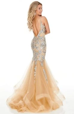 Rachel Allan Prom - 7096 Sequined Plunging V-Neck Mermaid Dress