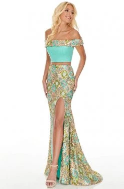 Rachel Allan Prom - 7101 Two-Piece Off-Shoulder Sequined Sheath Dress