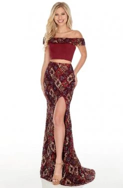 Rachel Allan Prom - 7101 Two-Piece Off-Shoulder Sequined Sheath Dress 8 Rachel Allan Prom - 7101 Two-Piece Off-Shoulder Sequined Sheath Dress