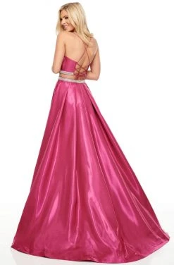 Formal Gowns Rachel Allan Prom - 7106 Two Piece Beaded Satin A-Line Dress