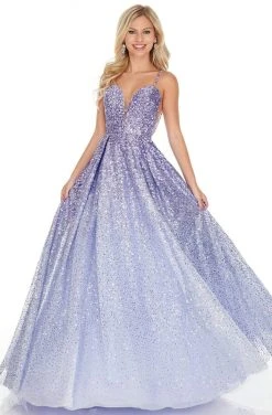 Formal Gowns Rachel Allan Prom - 7107 Sequined Plunging Sweetheart Ballgown