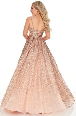 Formal Gowns Rachel Allan Prom - 7107 Sequined Plunging Sweetheart Ballgown